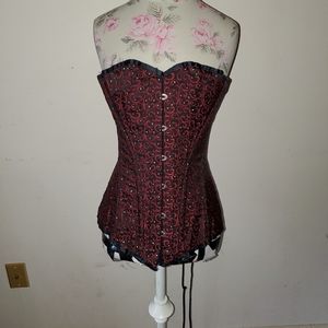 Vollers structured corset red black goth